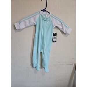 Adidas Micro Fleece Footie Lt Aqua. 9m. New